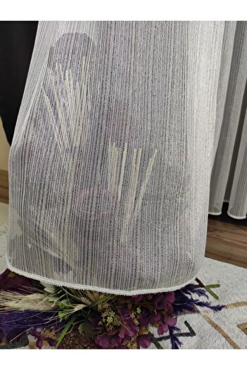 perhal perde ve halı Gold Yellow Striped Steel Glitter 1-2 Sparse Pleat Tulle Curtain