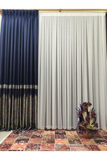 perhal perde ve halı Slub Rain Patterned Linen 1-2 Sparse Pleat Tulle Curtain