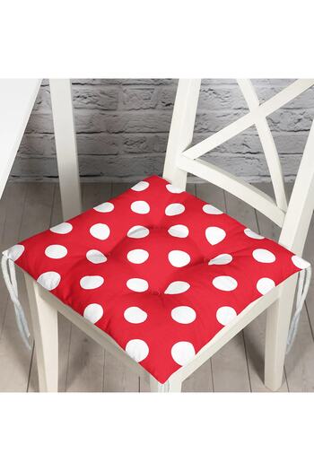 Realhomes Polka Dot Digital Printed Fluffy Square Chair Cushion