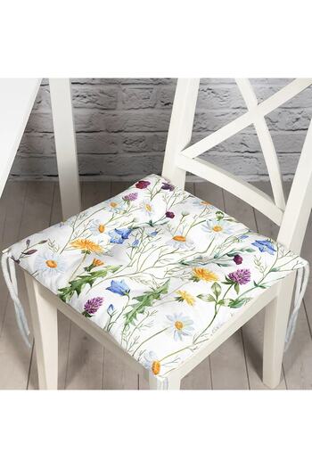 Realhomes Flower Design Digital Printed Fluffy Chair Cushion