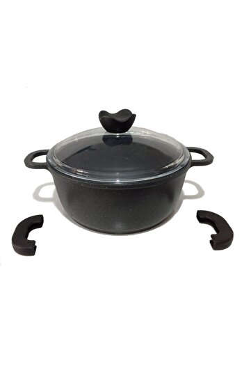 ThermoAD Granit Derin Tencere 24 Cm Gri Demonte Kulplu