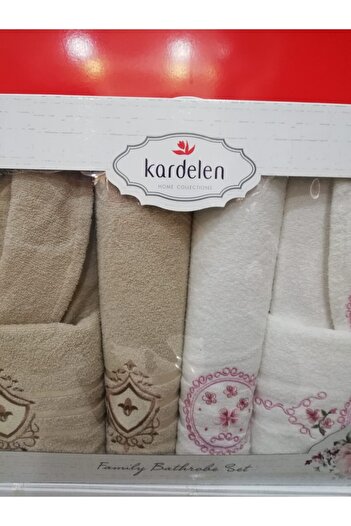 Fiesta %100 Pamuk Nakışlı 6 Parça Bornoz Seti