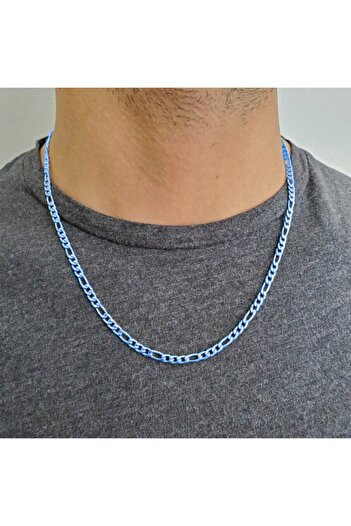 The Collection Figaro Thin Model Blue Men's Steel Necklace