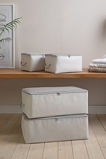 Ocean Home Textile 4'lü Stuff&things Gri Baza Altı Kazak Pike Battaniye Hurcu