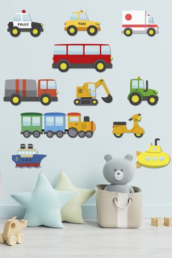 Tilki Dünyası Small Vehicles Kids Room Wall Sticker
