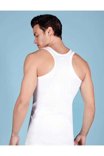 Ceylanoğlu Men's White Ribbed Rambo Undershirt 3-pack