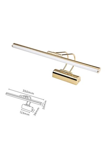 Coral Light Ayna Üstü Led Banyo Aplik Tablo Resim Çerçeve 7w Gün Işığı 35 Cm Flüt Elektrikli Gold Banyo Apliği