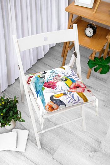 Realhomes Parrot Patterned Digital Printed Fluffy Chair Cushion
