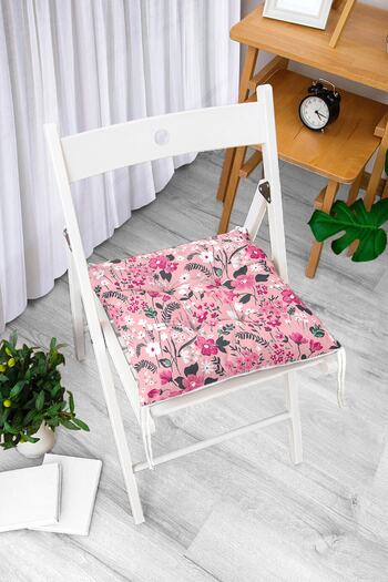 Realhomes Flower Themed Digital Printed Pouf Chair Cushion