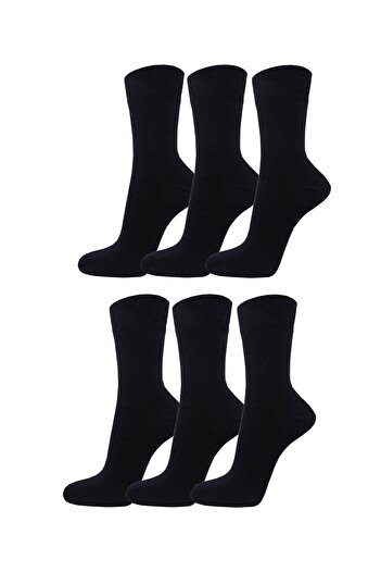 Meguca Socks Унисекс класически памучни чорапи 6 пакета черни
