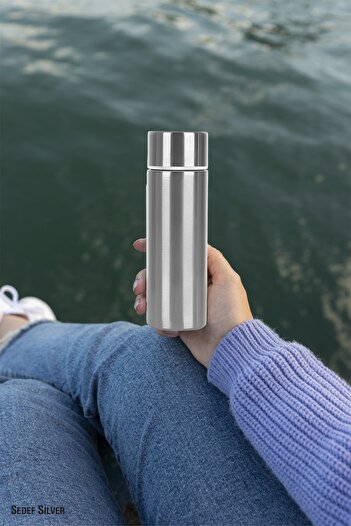 SEDEF SİLVER 304 Stainless Steel Double Layer 150 Ml Pocket Type Mini Small Thermos 523
