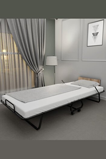 net mobilya Tek Kişilik 90x190 cm Siyah Metal Beyaz Yatak