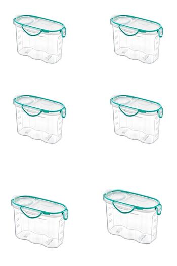 Buffer ® 6 أغطية قابلة للقفل، حاوية تخزين طعام مقاومة للماء والماء بسعة 1.2 لتر - SA580