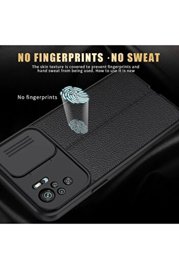 Fibaks Xiaomi Poco F3/redmi K40 Uyumlu Kılıf Sürgülü Slide Kamera Korumalı Deri Görünümlü Silikon