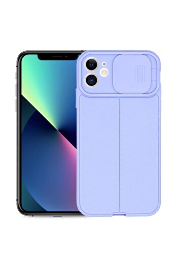 Fibaks iPhone 12 Mini Compatible Case Sliding Slide Camera Protection Leather Look Stain Resistant Luxury Silicone