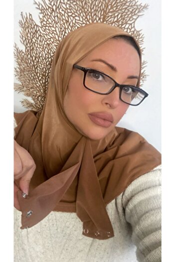 Nilbutik Women's Hijab Mink Snap-Fast Neck Collar Hijab Bonnet Model Scarf Shawl