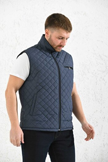 Fumos Classic Cut Quilted Inflatable Vest with Fleece Inside Dad Vest