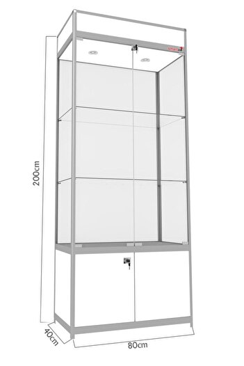 TEDA Camlı Vitrin - Camlı Dolap - Camlı Koleksiyon Vitrini - Cam Raf - Kurulu Ürün 200x80x40