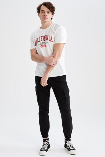 DeFacto Μπλουζάκι Regular Fit Crew Neck με στάμπα από 100% βαμβάκι