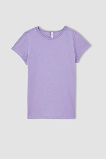DeFacto Girl's Basic Crew Neck Short Sleeve T-Shirt