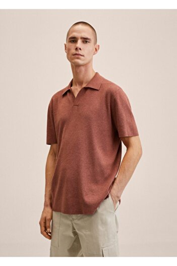 MANGO Man Fließendes Leinen-Poloshirt