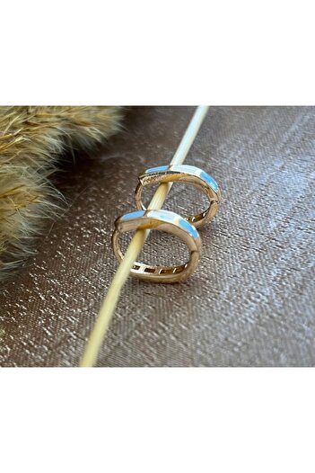Markiz Takı Blue and White Enamel Oval Earrings 2 Cm