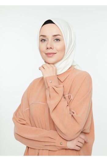 Levidor Women's Ecru Cotton Cazz Square Scarf I-13221