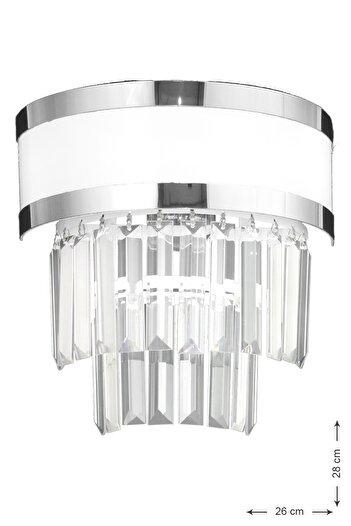 Avizemoda Dora Chrome Striped Crystal Stone Luxury Sconce (white-chrome)