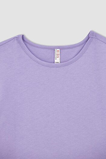 DeFacto Girl's Basic Crew Neck Short Sleeve T-Shirt