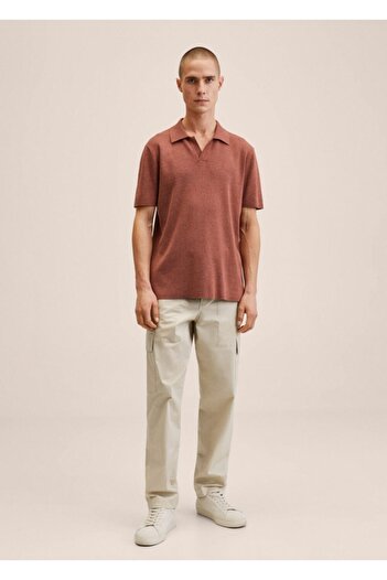 MANGO Man Fließendes Leinen-Poloshirt