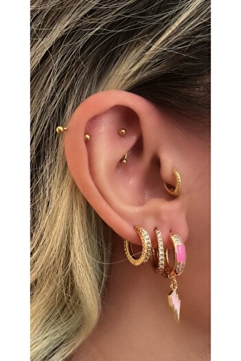 Markiz Takı Dark Pink Lightning Earrings