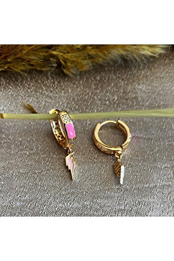 Markiz Takı Dark Pink Lightning Earrings
