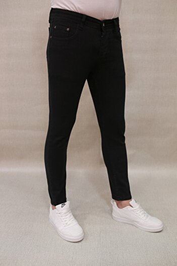 Deep Brown Men's Skinny Slim Fit Jeans Pants Black