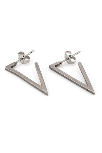 Solfera Triangle Shaped Stainless Silver Color Steel Unisex Earrings E786