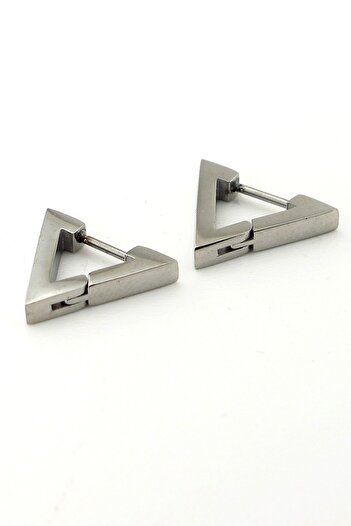 Solfera Triangle Shaped Silver Color Stainless Steel Men's Earrings E810