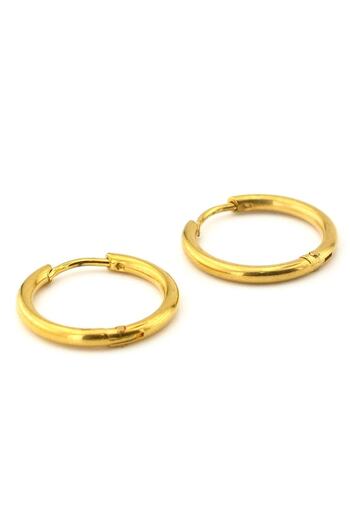 Solfera Yellow Colored Steel 18mm Wide Size Thin Hoop Men's Earrings E762