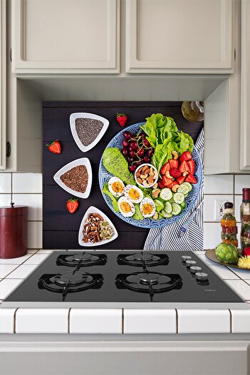 Tilki Dünyası Salad Plate And Nuts Kitchen Stove Back Sticker