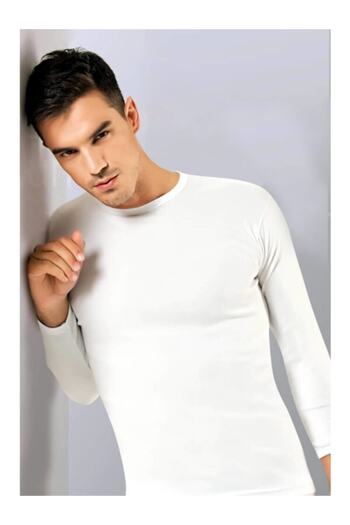 Tutku Elit Men's White Elastane Long Sleeve Bady 2-Piece