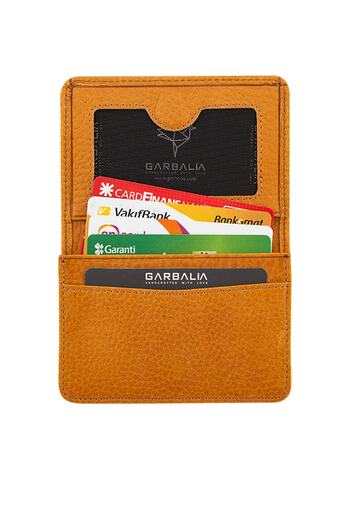Garbalia Mustard Yellow Magnet Genuine Leather Magnetic Card Holder Wallet