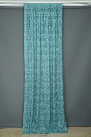AKÇA TEKSTİL Shawl Model Petrol Green Color Single Wing Ready Planted Pleated Background Curtain 75*260 Cm