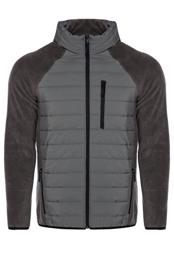 GHASSY CO. Men's Insulated Hybrid Hiking Lightweight Down Full Zipper Fleece Jacket