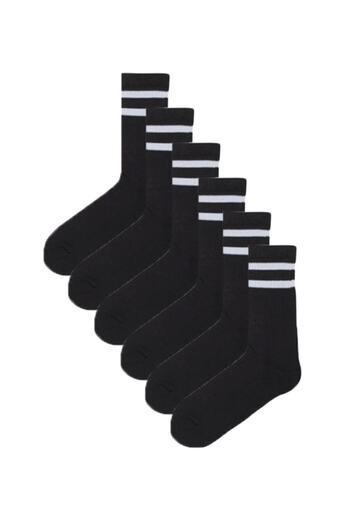 MEM SOCKS 6 пакета черни/бели чорапи на райета