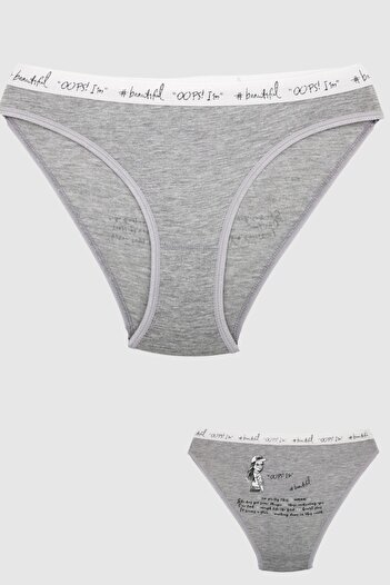 Tutku Kadın Bikini Yazılı Külot 6 Lı Paket
