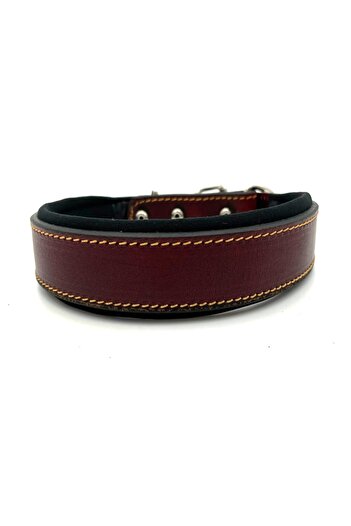 Tasma Market Claret Red Soft Textured Leather Dog Collar Dog Collar