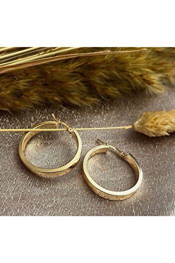 Markiz Takı Gold Hoop Earrings 3 cm