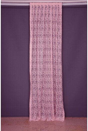 AKÇA TEKSTİL Shawl Model Pink Color Single Wing Ready-made Planted Pleated Background Curtain 75*260 Cm