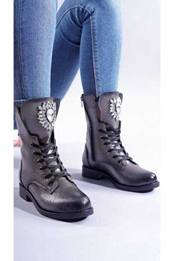 KAFKASLAR Women's Shiny Stone Embroidered New Trend Boots Model Boots