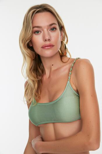 Trendyol Collection Μπικίνι με λουράκι με αλυσίδα χακί 
 TBESS22BU0290