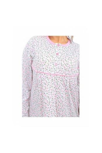 Nacar Winter Flannel Oversize Robe Floral Neck Mother's Nightgown Pajamas