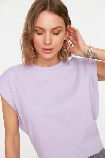 Trendyol Collection Tricou de bază pentru bicicletă albastru 100% gras TWOSS20TS0021